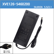 [리튬이온충전기]xve126-5460200/54.6V2A/54.6v 2a/109w/5.5/2.1 /13S 48V 배터리 전용 충전기